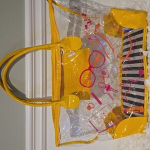 DSW Chic Women's Yellow Transparent Tote Bag